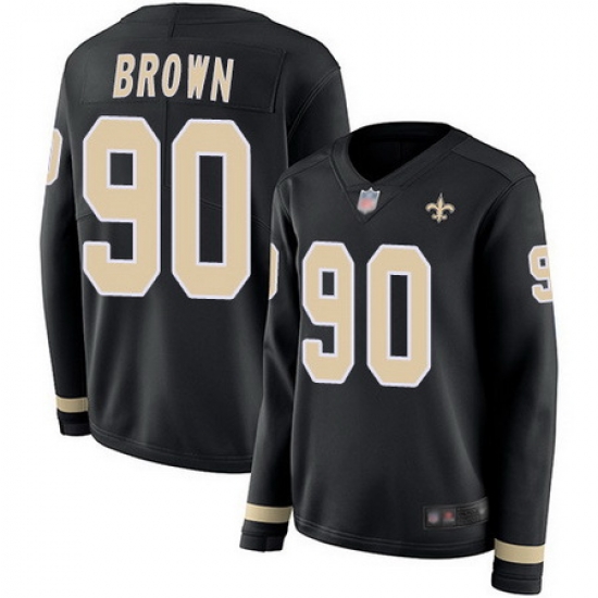Saints 90 Malcom Brown Black Team Color Womens Stitched Football Limited Therma Long Sleeve Jersey Saints 90 Malcom Brown Black Team Color Womens Stitched Football Limited Therma Long Sleeve Jersey