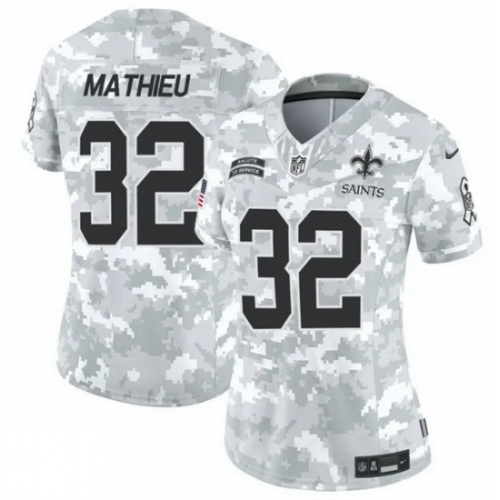 Women New Orleans Saints 32 Tyrann Mathieu 2024 F U S E Arctic Camo Salute To Service Limited Stitched Football Jersey Women New Orleans Saints 32 Tyrann Mathieu 2024 F U S E Arctic Camo Salute To Service Limited Stitched Football Jersey