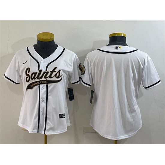Women New Orleans Saints Blank White With Patch Cool Base Stitched Baseball Jersey Women New Orleans Saints Blank White With Patch Cool Base Stitched Baseball Jersey