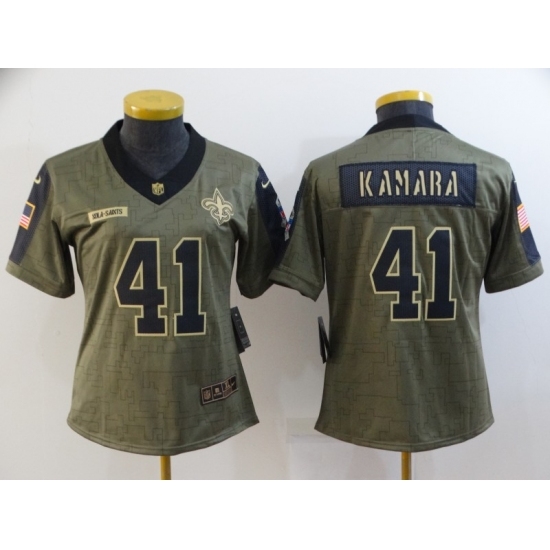 Women's New Orleans Saints #41 Alvin Kamara Nike Olive 2021 Salute To Service Limited Player Jersey Women's New Orleans Saints #41 Alvin Kamara Nike Olive 2021 Salute To Service Limited Player Jersey