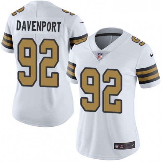 Womens Nike New Orleans Saints 92 Marcus Davenport White Stitched NFL Limited Rush Jersey Womens Nike New Orleans Saints 92 Marcus Davenport White Stitched NFL Limited Rush Jersey