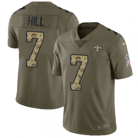 Limited Nike OliveCamo Youth Taysom Hill Jersey NFL 7 New Orleans Saints 2017 Salute to Service Limited Nike OliveCamo Youth Taysom Hill Jersey NFL 7 New Orleans Saints 2017 Salute to Service