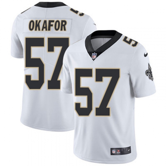 Youth Nike Saints #57 Alex Okafor White Stitched NFL Vapor Untouchable Limited Jersey Youth Nike Saints #57 Alex Okafor White Stitched NFL Vapor Untouchable Limited Jersey