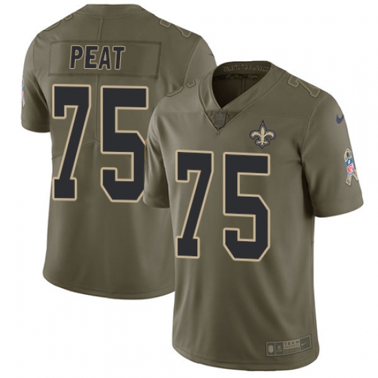 Youth Nike Saints #75 Andrus Peat Olive Stitched NFL Limited 2017 Salute to Service Jersey Youth Nike Saints #75 Andrus Peat Olive Stitched NFL Limited 2017 Salute to Service Jersey