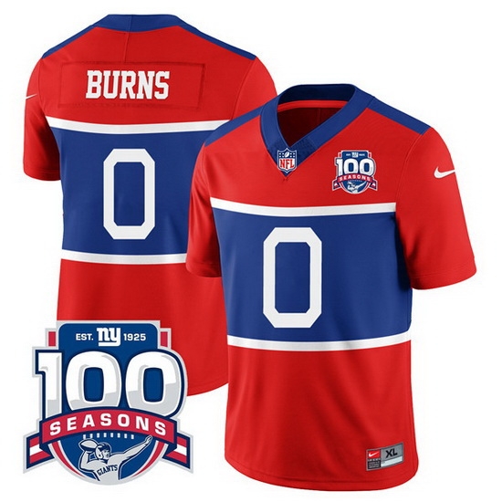 Men New York Giants 0 Brian Burns Century Red 100TH Season Commemorative Patch Limited Stitched Football Jersey Men New York Giants 0 Brian Burns Century Red 100TH Season Commemorative Patch Limited Stitched Football Jersey
