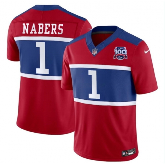 Men New York Giants 1 Malik Nabers Red 2024 F U S E Alternate 100TH Season Patch Vapor Untouchable Limited Stitched Jersey Men New York Giants 1 Malik Nabers Red 2024 F U S E Alternate 100TH Season Patch Vapor Untouchable Limited Stitched Jersey