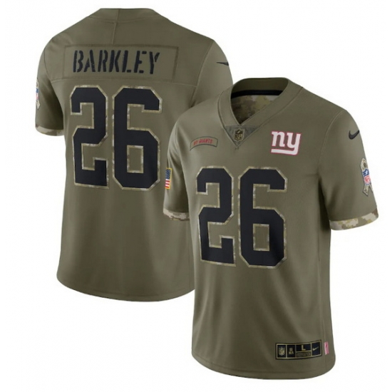 Men New York Giants 26 Saquon Barkley Olive 2022 Salute To Service Limited Stitched Jersey Men New York Giants 26 Saquon Barkley Olive 2022 Salute To Service Limited Stitched Jersey