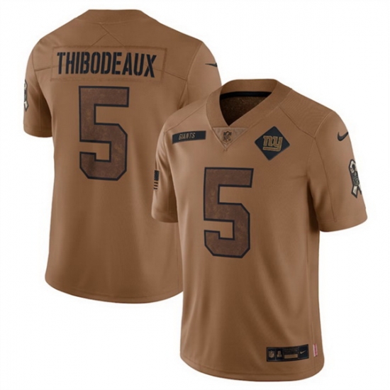 Men New York Giants 5 Kayvon Thibodeaux 2023 Brown Salute To Service Vapor Untouchable Limited Stitched Jersey Men New York Giants 5 Kayvon Thibodeaux 2023 Brown Salute To Service Vapor Untouchable Limited Stitched Jersey