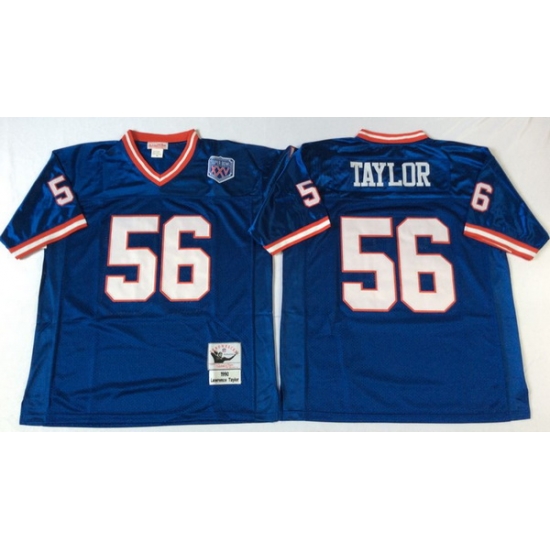 Men New York Giants 56 Lawrence Taylor Blue M&N Throwback Jersey Men New York Giants 56 Lawrence Taylor Blue M&N Throwback Jersey