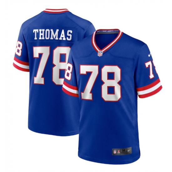 Men New York Giants 78 Andrew Thomas Royal Classic Retired Player Stitched Game Jersey Men New York Giants 78 Andrew Thomas Royal Classic Retired Player Stitched Game Jersey