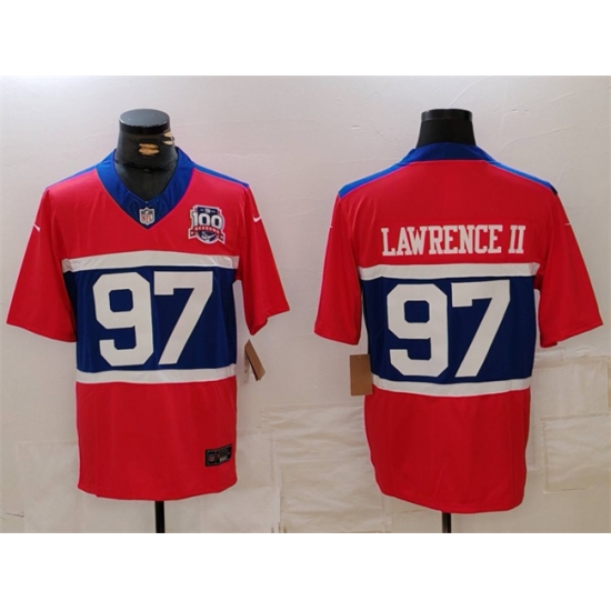 Men New York Giants 97 Dexter Lawrence II Century Red 100TH Season Commemorative Patch Limited Stitched Football Jersey Men New York Giants 97 Dexter Lawrence II Century Red 100TH Season Commemorative Patch Limited Stitched Football Jersey
