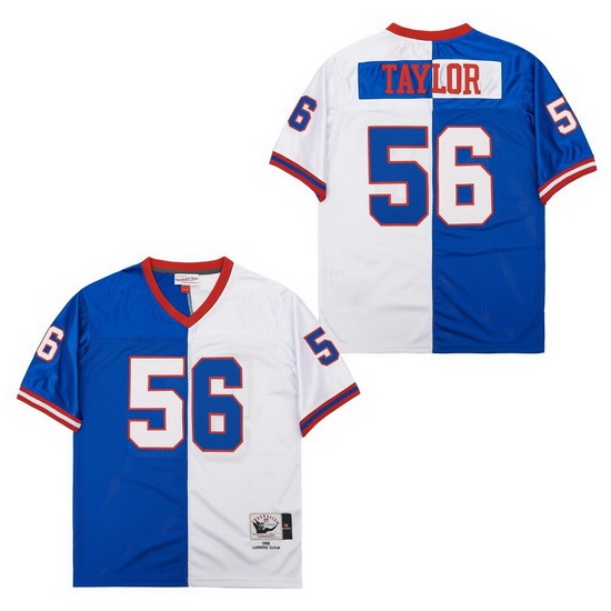 Men New York Giants Lawrence Taylor #56 White Blue Split Stitched Football Jersey Men New York Giants Lawrence Taylor #56 White Blue Split Stitched Football Jersey