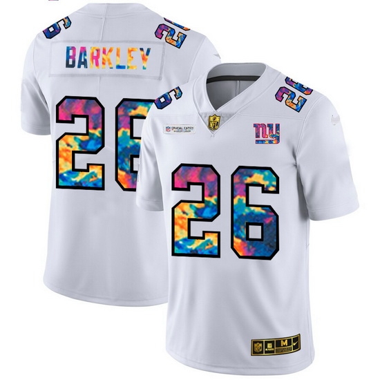 New York Giants 26 Saquon Barkley Men White Nike Multi Color 2020 NFL Crucial Catch Limited NFL Jersey New York Giants 26 Saquon Barkley Men White Nike Multi Color 2020 NFL Crucial Catch Limited NFL Jersey