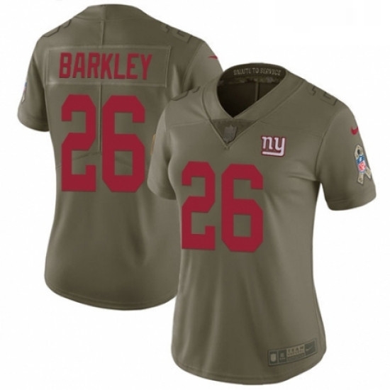 Womens Nike New York Giants 26 Saquon Barkley Limited Olive 2017 Salute to Service NFL Jersey Womens Nike New York Giants 26 Saquon Barkley Limited Olive 2017 Salute to Service NFL Jersey