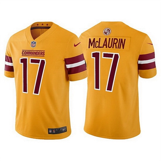 Men Washington Commanders 17 Terry McLaurin Gold Vapor Untouchable Stitched Football jersey Men Washington Commanders 17 Terry McLaurin Gold Vapor Untouchable Stitched Football jersey