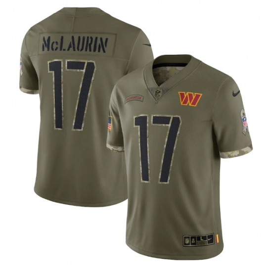 Men Washington Commanders 17 Terry McLaurin Olive 2022 Salute To Service Limited Stitched Jersey Men Washington Commanders 17 Terry McLaurin Olive 2022 Salute To Service Limited Stitched Jersey