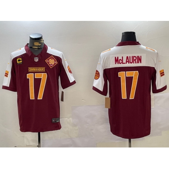 Men Washington Commanders 17 Terry McLaurin Red White 2023 F U S E With 4 Star C Patch 90th Anniversary Vapor Limited Stitched Football Jersey Men Washington Commanders 17 Terry McLaurin Red White 2023 F U S E With 4 Star C Patch 90th Anniversary Vapor Limited Stitched Football Jersey