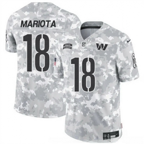 Men Washington Commanders 18 Marcus Mariota 2024 F U S E Arctic Camo Salute To Service Limited Stitched Football Jersey Men Washington Commanders 18 Marcus Mariota 2024 F U S E Arctic Camo Salute To Service Limited Stitched Football Jersey