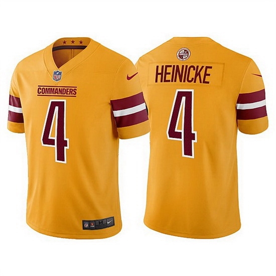 Men Washington Commanders 4 Taylor Heinicke Gold Vapor Untouchable Stitched Football jersey Men Washington Commanders 4 Taylor Heinicke Gold Vapor Untouchable Stitched Football jersey