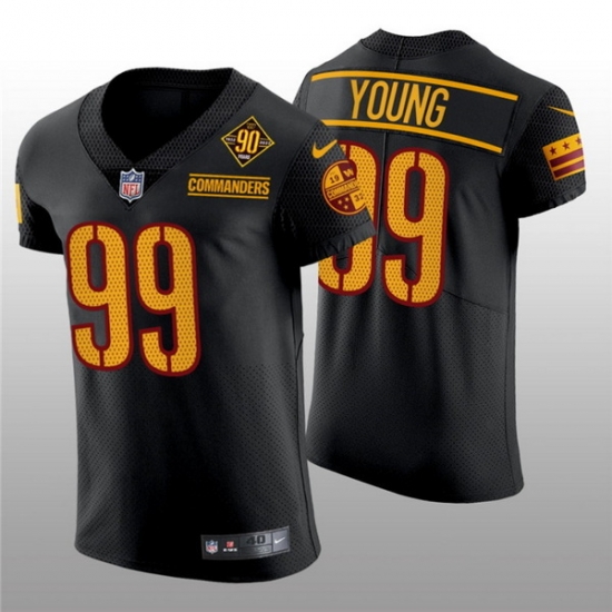 Men Washington Commanders 99 Chase Young 90th Anniversary Black Elite Stitched Jersey Men Washington Commanders 99 Chase Young 90th Anniversary Black Elite Stitched Jersey