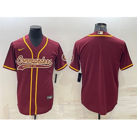 Men Washington Commanders Blank Burgundy With Patch Cool Base Stitched Baseball Jersey Men Washington Commanders Blank Burgundy With Patch Cool Base Stitched Baseball Jersey