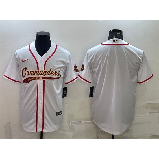Men Washington Commanders Blank White With Patch Cool Base Stitched Baseball Jersey Men Washington Commanders Blank White With Patch Cool Base Stitched Baseball Jersey