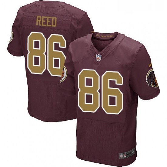 Mens Nike Washington Redskins 86 Jordan Reed Elite Burgundy RedGold Number Alternate 80TH Anniversary NFL Jersey Mens Nike Washington Redskins 86 Jordan Reed Elite Burgundy RedGold Number Alternate 80TH Anniversary NFL Jersey