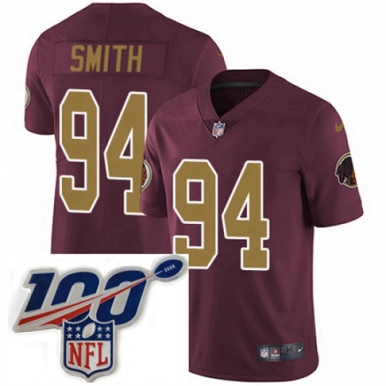 Mens Nike Washington Redskins 94 Preston Smith Burgundy RedGold Number Alternate 80TH Anniversary Vapor Untouchable Limited Stitched 100th anniversary Neck Mens Nike Washington Redskins 94 Preston Smith Burgundy RedGold Number Alternate 80TH Anniversary Vapor Untouchable Limited Stitched 100th anniversary Neck