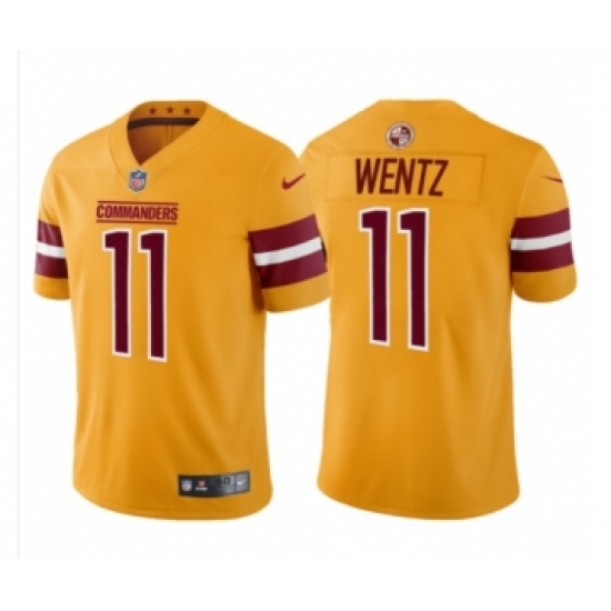 Men's Washington Commanders #11 Carson Wentz Gold Burgundy Stitched Jersey Trade Men's Washington Commanders #11 Carson Wentz Gold Burgundy Stitched Jersey Trade