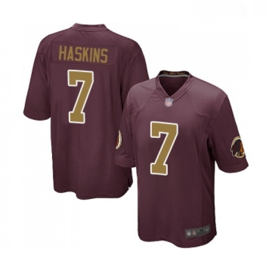 Mens Washington Redskins 7 Dwayne Haskins Game Burgundy Red Gold Number Alternate 80TH Anniversary Football Jersey Mens Washington Redskins 7 Dwayne Haskins Game Burgundy Red Gold Number Alternate 80TH Anniversary Football Jersey