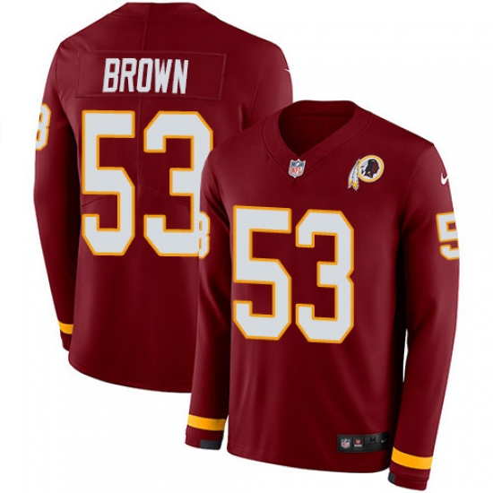 Nike Redskins #53 Zach Brown Burgundy Red Team Color Men Stitched NFL Limited Therma Long Sleeve Jersey Nike Redskins #53 Zach Brown Burgundy Red Team Color Men Stitched NFL Limited Therma Long Sleeve Jersey