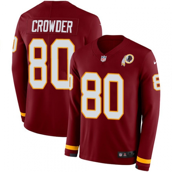 Nike Redskins #80 Jamison Crowder Burgundy Red Team Color Men Stitched NFL Limited Therma Long Sleeve Jersey Nike Redskins #80 Jamison Crowder Burgundy Red Team Color Men Stitched NFL Limited Therma Long Sleeve Jersey