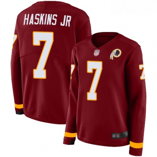 Redskins #7 Dwayne Haskins Jr Burgundy Red Team Color Women Stitched Football Limited Therma Long Sleeve Jersey Redskins #7 Dwayne Haskins Jr Burgundy Red Team Color Women Stitched Football Limited Therma Long Sleeve Jersey