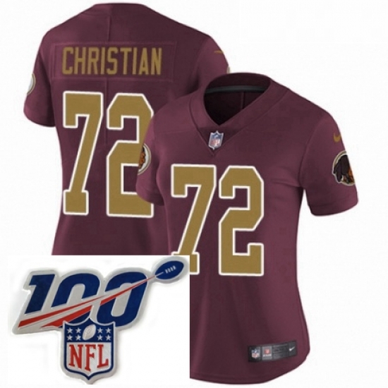 Womens Nike Washington Redskins 72 Geron Christian Burgundy RedGold Number Alternate 80TH Anniversary Vapor Untouchable Limited Stitched 100th anniversary Womens Nike Washington Redskins 72 Geron Christian Burgundy RedGold Number Alternate 80TH Anniversary Vapor Untouchable Limited Stitched 100th anniversary