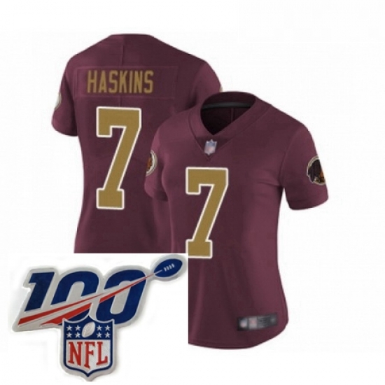 Womens Washington Redskins 7 Dwayne Haskins Burgundy Red Gold Number Alternate 80TH Anniversary Vapor Untouchable Limited Stitched 100th anniversary Neck P Womens Washington Redskins 7 Dwayne Haskins Burgundy Red Gold Number Alternate 80TH Anniversary Vapor Untouchable Limited Stitched 100th anniversary Neck P