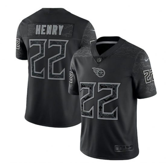 Men Tennessee Titans 22 Derrick Henry Black Reflective Limited Stitched Football Jersey Men Tennessee Titans 22 Derrick Henry Black Reflective Limited Stitched Football Jersey