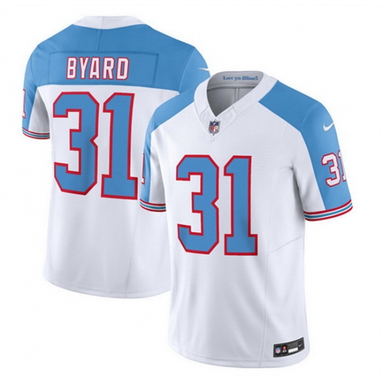 Men Tennessee Titans 31 Kevin Byard White Blue 2023 F U S E Vapor Limited Throwback Stitched Football Jersey Men Tennessee Titans 31 Kevin Byard White Blue 2023 F U S E Vapor Limited Throwback Stitched Football Jersey
