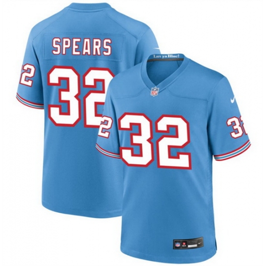 Men Tennessee Titans 32 Tyjae Spears Blue Throwback Stitched Game Football Jersey Men Tennessee Titans 32 Tyjae Spears Blue Throwback Stitched Game Football Jersey