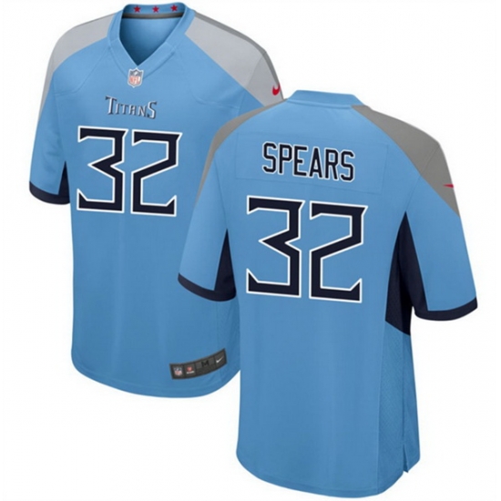 Men Tennessee Titans 32 Tyjae Spears Light Blue Stitched Game Football Jersey Men Tennessee Titans 32 Tyjae Spears Light Blue Stitched Game Football Jersey