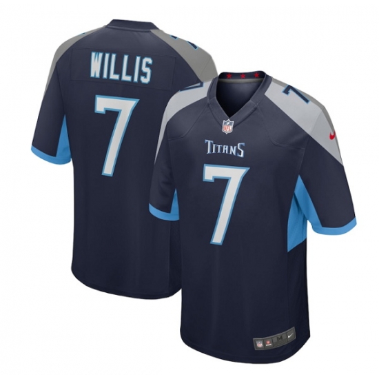 Men Tennessee Titans 7 Malik Willis Navy Stitched Game Jersey Men Tennessee Titans 7 Malik Willis Navy Stitched Game Jersey