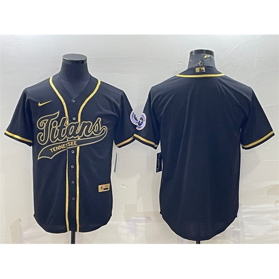 Men Tennessee Titans Blank Black Gold With Patch Cool Base Stitched Baseball Jersey Men Tennessee Titans Blank Black Gold With Patch Cool Base Stitched Baseball Jersey