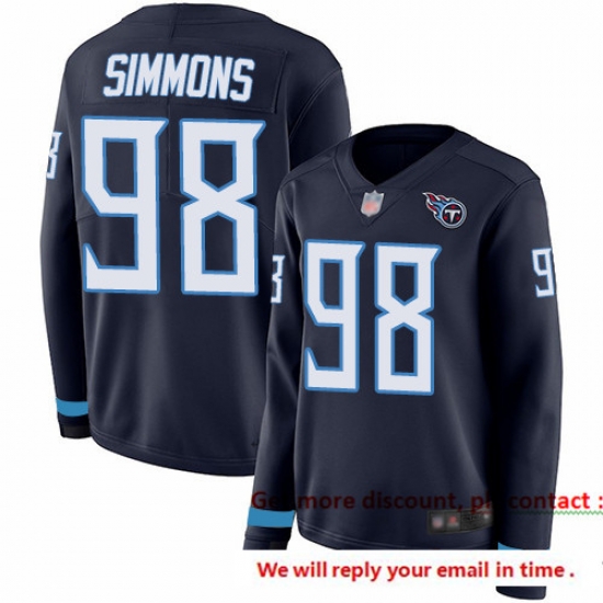 Titans 98 Jeffery Simmons Navy Blue Team Color Women Stitched Football Limited Therma Long Sleeve Jersey Titans 98 Jeffery Simmons Navy Blue Team Color Women Stitched Football Limited Therma Long Sleeve Jersey