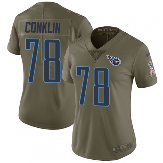 Womens Nike Titans #78 Jack Conklin Olive Stitched NFL Limited 2017 Salute to Service Jersey Womens Nike Titans #78 Jack Conklin Olive Stitched NFL Limited 2017 Salute to Service Jersey