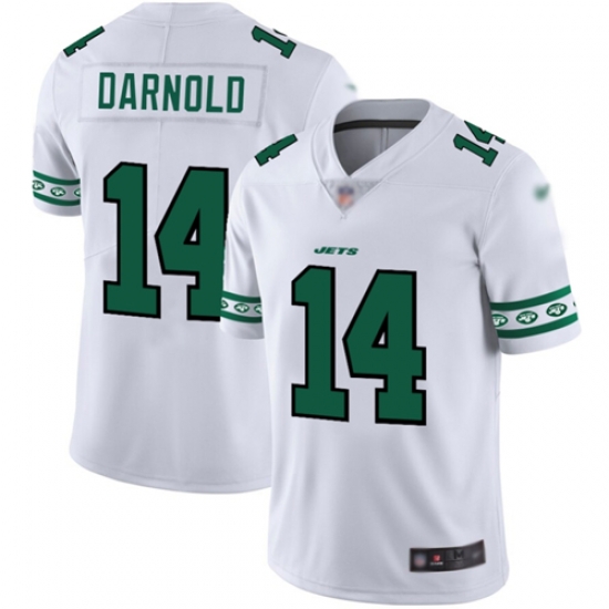 Jets 14 Sam Darnold White Men Stitched Football Limited Team Logo Fashion Jersey Jets 14 Sam Darnold White Men Stitched Football Limited Team Logo Fashion Jersey