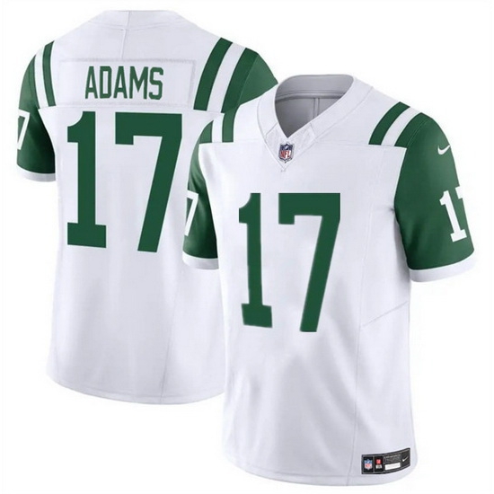 Men New York Jets 17 Davante Adams White 2024 Classic Alternate Vapor F U S E Limited Stitched Football Jersey