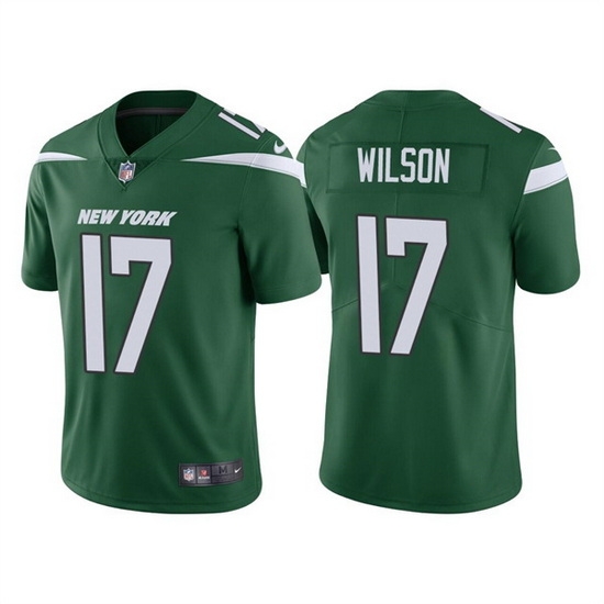 Men New York Jets 17 Garrett Wilson 2022 Green Vapor Untouchable Limited Stitched jersey Men New York Jets 17 Garrett Wilson 2022 Green Vapor Untouchable Limited Stitched jersey