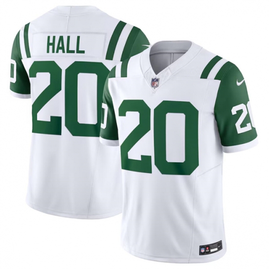 Men New York Jets 20 Breece Hall White Classic Alternate Vapor F U S E Limited Stitched Football Jersey Men New York Jets 20 Breece Hall White Classic Alternate Vapor F U S E Limited Stitched Football Jersey