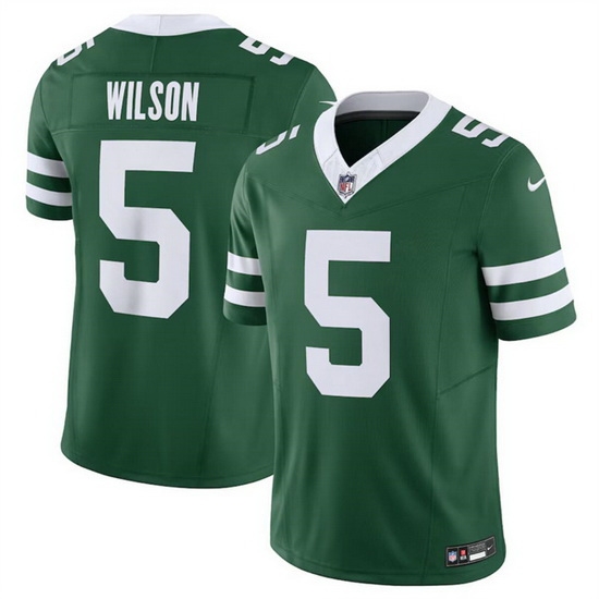 Men New York Jets 5 Garrett Wilson Green 2024 F U S E Vapor Limited Stitched Jersey Men New York Jets 5 Garrett Wilson Green 2024 F U S E Vapor Limited Stitched Jersey