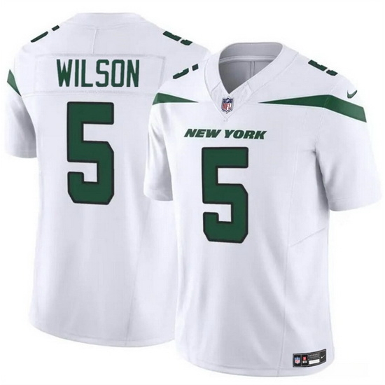 Men New York Jets 5 Garrett Wilson White 2023 F U S E Vapor Untouchable Limited Stitched Jersey Men New York Jets 5 Garrett Wilson White 2023 F U S E Vapor Untouchable Limited Stitched Jersey