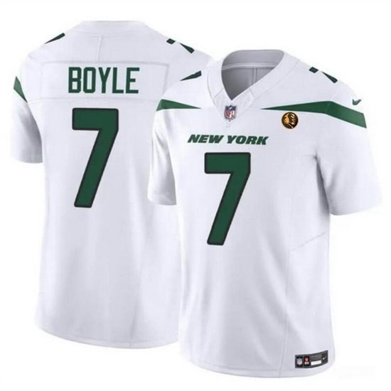 Men New York Jets 7 Tim Boyle White 2023 F U S E With John Madden Patch Vapor Limited Stitched Football Jersey Men New York Jets 7 Tim Boyle White 2023 F U S E With John Madden Patch Vapor Limited Stitched Football Jersey